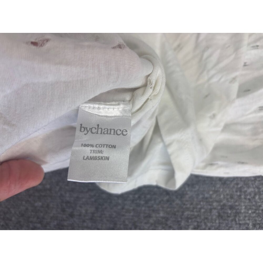 ByChance Short Sleeve T-Shirt Women's Large White Blue Lambskin Stars Distressed - Picture 6 of 8